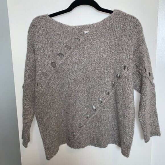 Anthropologie One Grey Day Grace Sweater Merino Alpaca Wool Knit Coastal Brown S - Picture 16 of 16